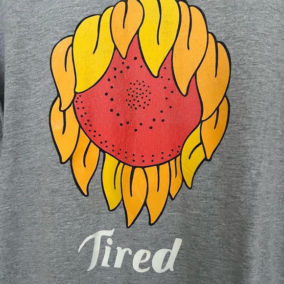 Size L 100% cotton men’s T-Shirt, grey with “tired” sunflower - Picture 3 of 11